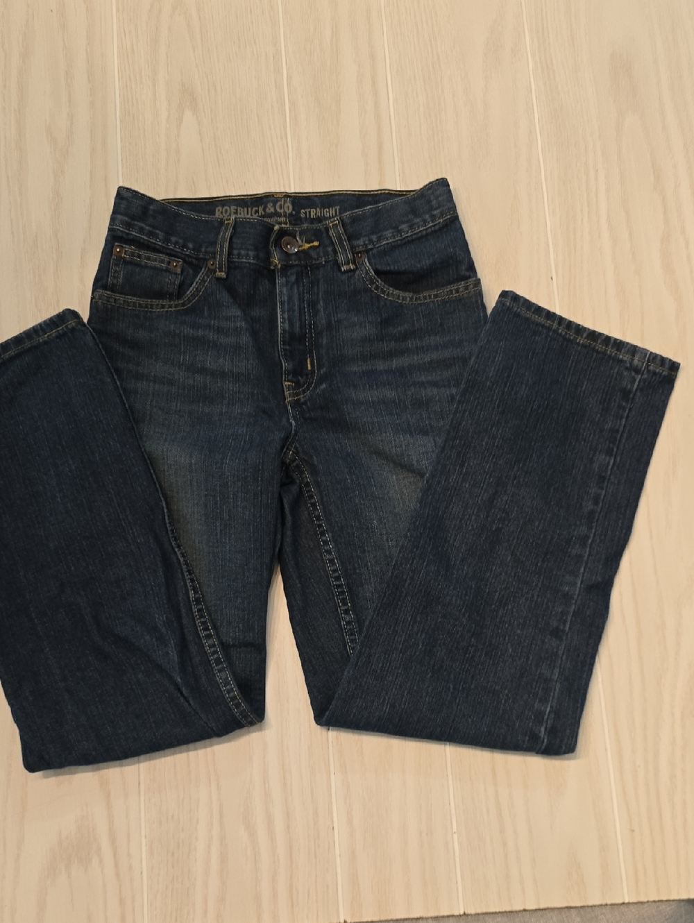 Boys' Straight Dark Blue Jeans 12R Roebuck & Co D016